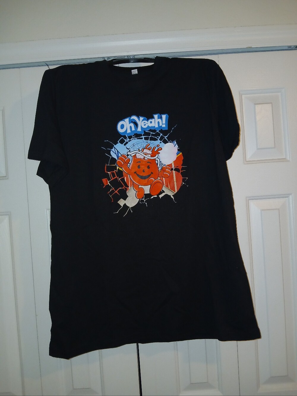 Oh Yeah! Black Graphic Tee with Red Kool Aid Character Print